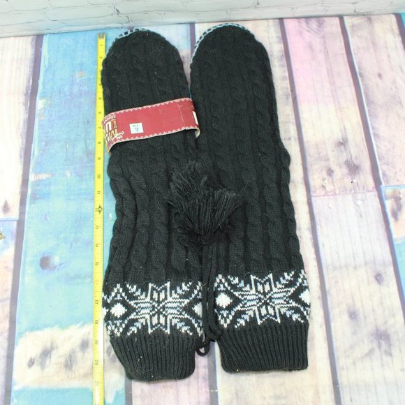 New Mukluks Black Knit Slippers Size L-XL 9 / 10 - Picture 6 of 6